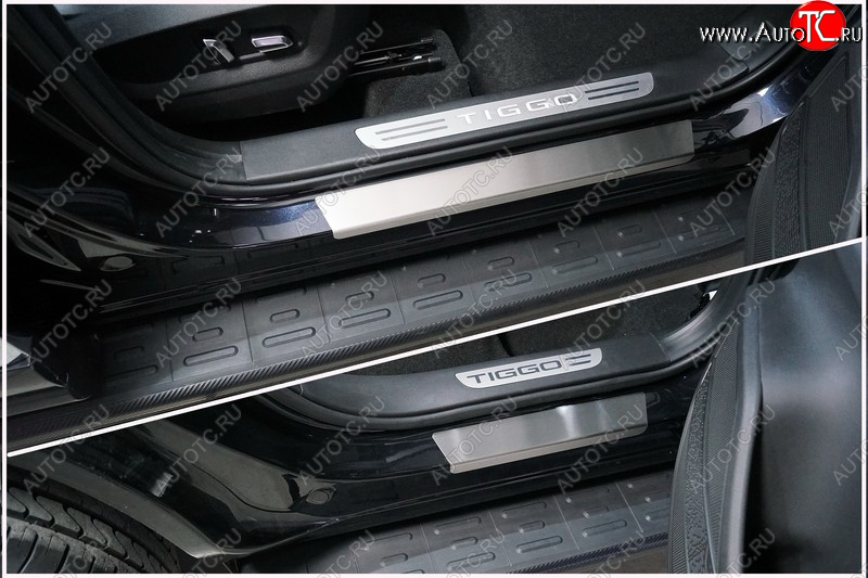 3 899 р. Накладки на пороги, ТСС Тюнинг Chery Tiggo 8 PRO (2021-2025) (лист шлифованный)  с доставкой в г. Чебоксары