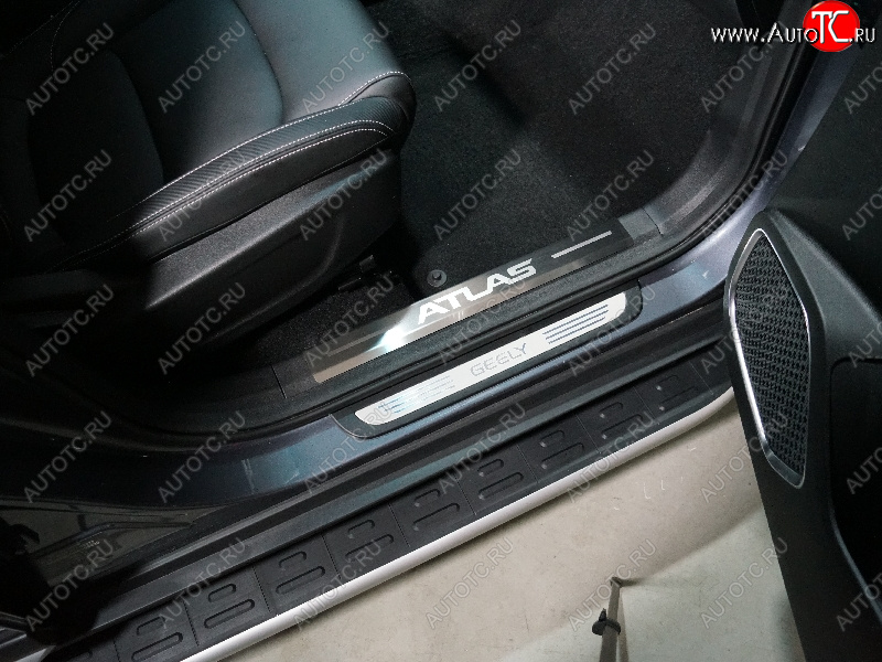 3 799 р. Накладки на пластиковые пороги, ТСС Тюнинг Geely Atlas Pro NL3 (2019-2025) (лист шлифованный надпись Atlas)  с доставкой в г. Чебоксары