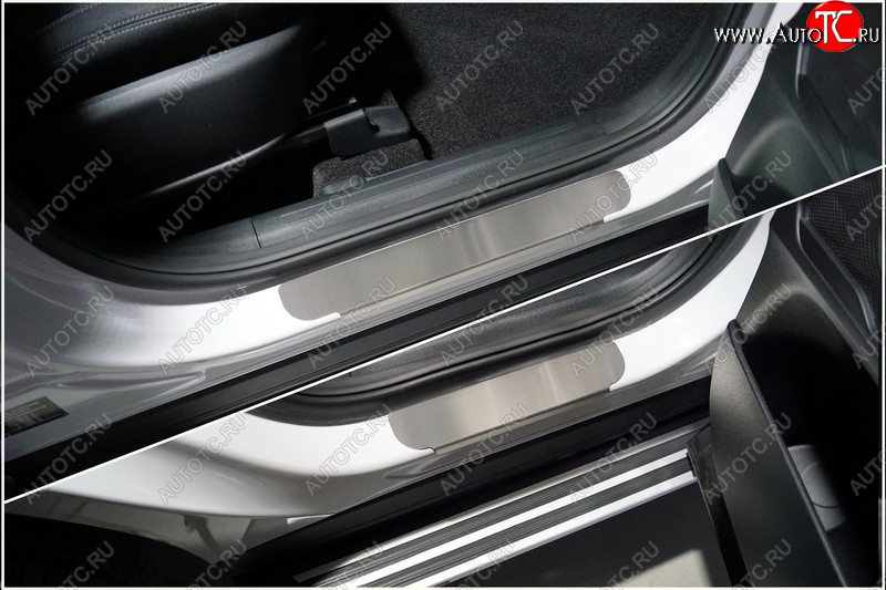 3 689 р. Накладки на пороги, ТСС Тюнинг Hyundai Santa Fe TM рестайлинг (2020-2022) (лист шлифованный)  с доставкой в г. Чебоксары