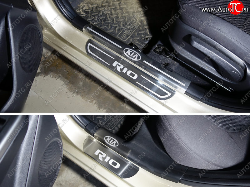8 699 р. Накладки внешние и на пластиковые пороги ТСС Тюнинг KIA Rio 3 QB хэтчбек 5 дв. рестайлинг (2015-2017) (лист шлифованый надпись KIA)  с доставкой в г. Чебоксары