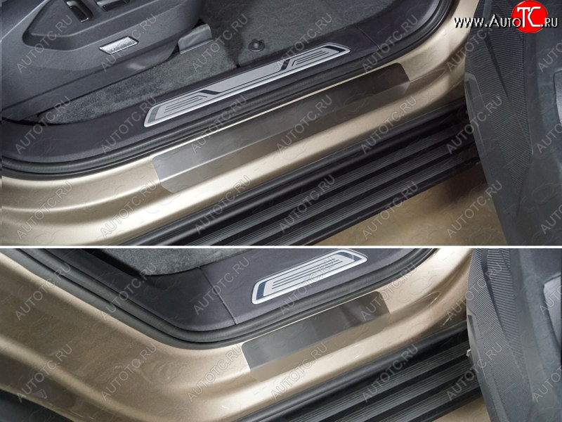 3 999 р. Накладки на пороги, ТСС Тюнинг Volkswagen Touareg 3 CR дорестайлинг (2018-2022) (лист шлифованный)  с доставкой в г. Чебоксары