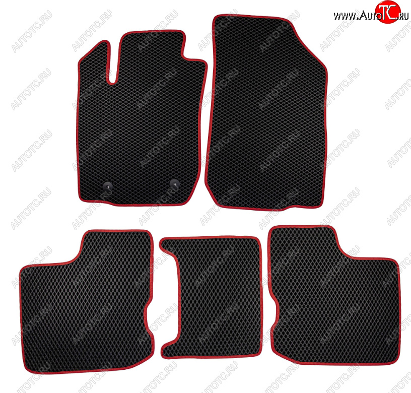 2 599 р. Комплект ковриков в салон (чёрные, красная окантовка) Klever EVA  Honda Fit  4 GR (2019-2022) дорестайлинг  с доставкой в г. Чебоксары