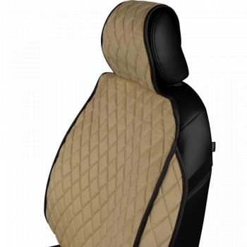2 349 р. Накидка на сиденье (1 место Хами) ФЕНИКС ст РОМБ Lord Autofashion FAW J6 СА3250 шасси (2013-2025) (светло-бежевый, строчка бежевая)  с доставкой в г. Чебоксары. Увеличить фотографию 7