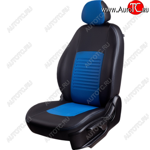 8 549 р. Комплект чехлов для сидений (РЗС 40/60 2Г Илана+Орегон) ТУРИН Lord Autofashion Ravon R4 (2016-2020) (черный, вставка синяя, строчка синяя)  с доставкой в г. Чебоксары