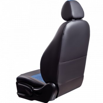 8 549 р. Комплект чехлов для сидений (РЗС 40/60 2Г Илана+Орегон) ТУРИН Lord Autofashion Ravon R4 (2016-2020) (черный, вставка синяя, строчка синяя)  с доставкой в г. Чебоксары. Увеличить фотографию 4