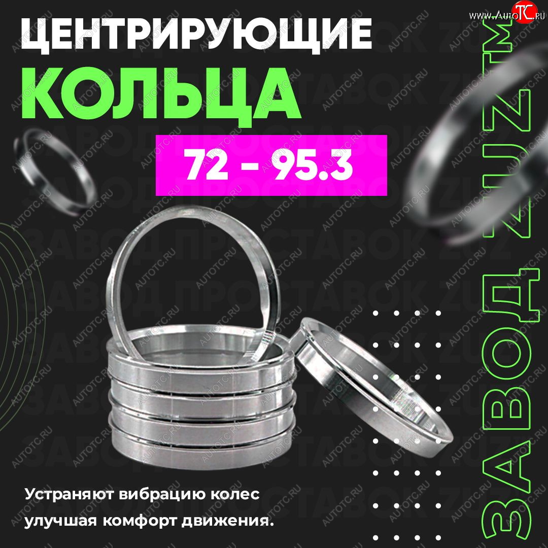 1 849 р. Центровочные кольца для дисков 72 - 95.3 (алюминиевые) 4шт. переходные центрирующие проставочные супинаторы на ступицу ЗАВОД ПРОСТАВОК ZUZ 72 - 95.3  с доставкой в г. Чебоксары