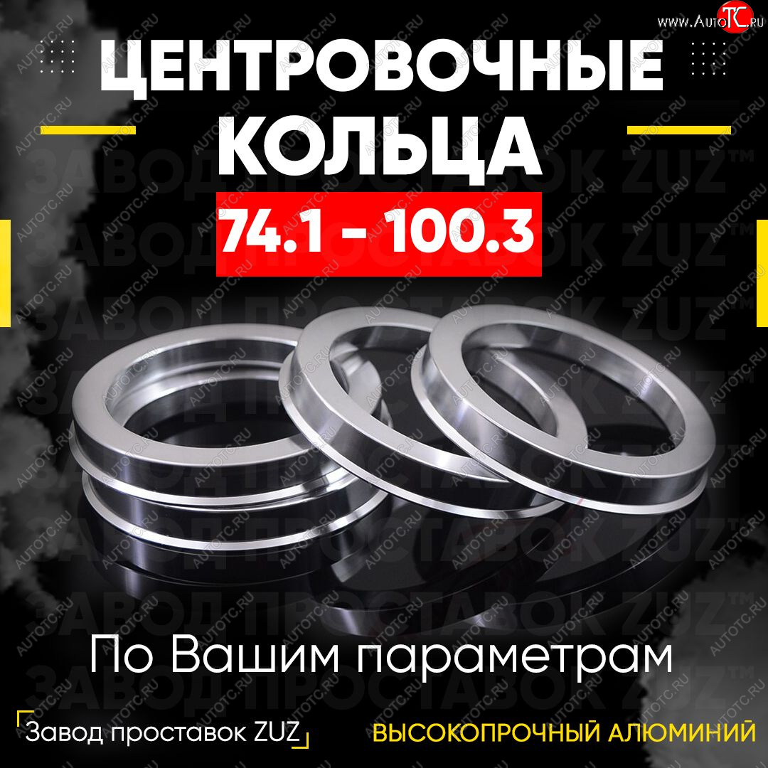 1 849 р. Центровочные кольца для дисков 74.1 - 100.3 (алюминиевые) 4шт. переходные центрирующие проставочные супинаторы на ступицу ЗАВОД ПРОСТАВОК ZUZ 74.1 - 100.3  с доставкой в г. Чебоксары