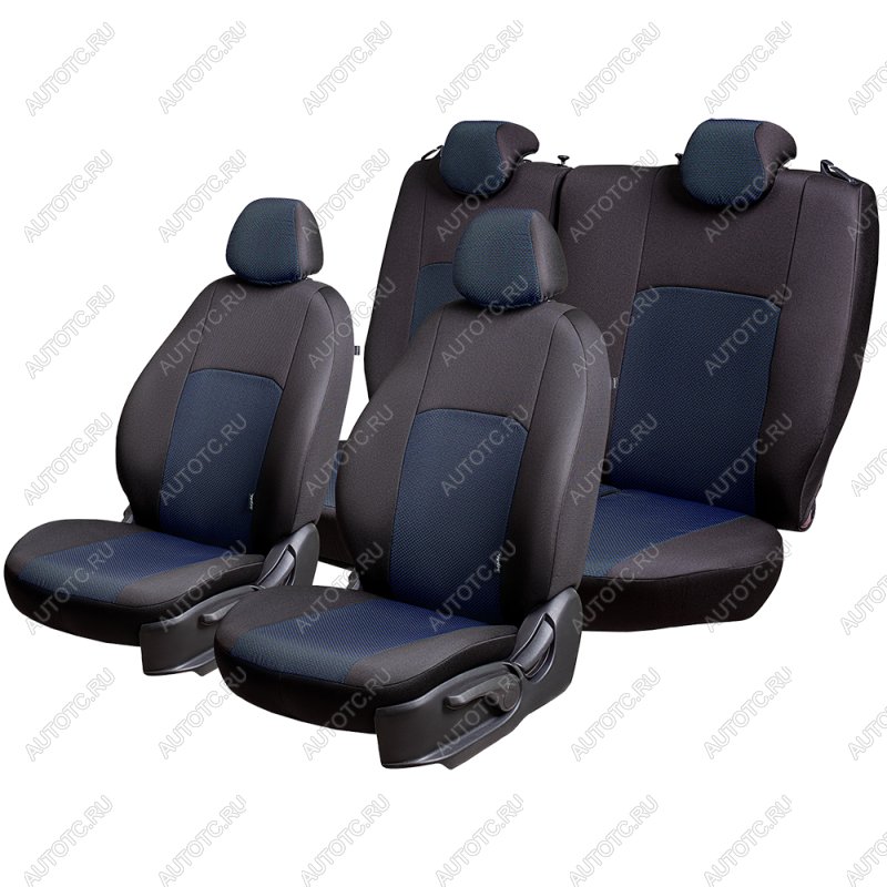 5 399 р. Чехлы для сидений (РЗСиС6040, ЖАККАРД) ДУБЛИН Lord Auto Ford Focus 3 хэтчбэк рестайлинг (2014-2019) (черный/синий)  с доставкой в г. Чебоксары