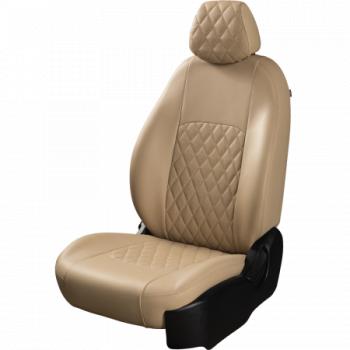 Комплект чехлов для сидений (РЗС 60/40 3Г Илана+Орегон) ТУРИН ст РОМБ Lord Autofashion Hyundai Solaris HCR седан дорестайлинг (2017-2020) (бежевый, вставка бежевая, строчка бежевая)