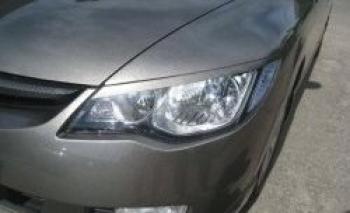 Накладки на передние фары (реснички) Русская Артель Honda Civic  FD (2005-2008) седан дорестайлинг (глянец под покраску)