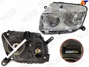 Фара левая (хром, под электрокорректор) TYC Renault Duster HS дорестайлинг (2010-2015)