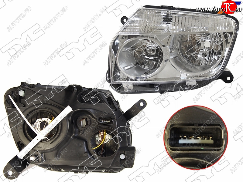 7 849 р. Фара левая (хром, под электрокорректор) TYC Renault Duster HS дорестайлинг (2010-2015)  с доставкой в г. Чебоксары