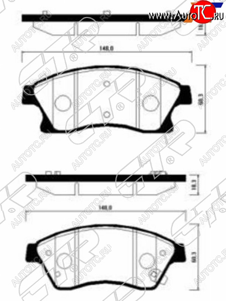 2 479 р. Копируемое: Колодки тормозные передние FL-FR SAT Chevrolet Aveo T250 седан рестайлинг (2006-2011) (диски 300 мм)  с доставкой в г. Чебоксары