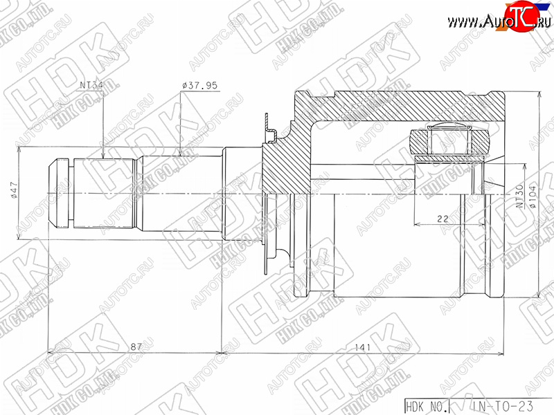 8 599 р. Шрус внутренний TOYOTA LAND CRUISER 200 2UZFE1VDFTV 07- HDK IN-TO-23  с доставкой в г. Чебоксары