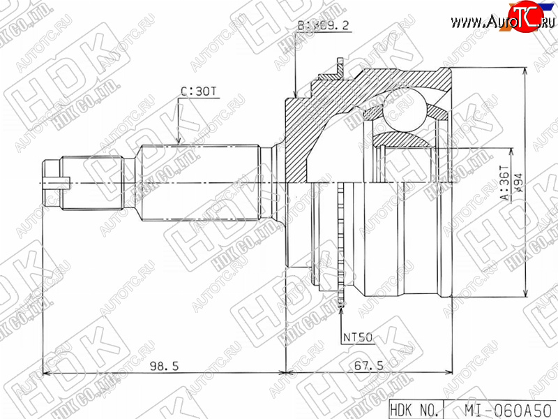 4 299 р. Шрус наружный MITSUBISHI PAJERO V8#W V9#W 06- HDK MI-060A50  с доставкой в г. Чебоксары