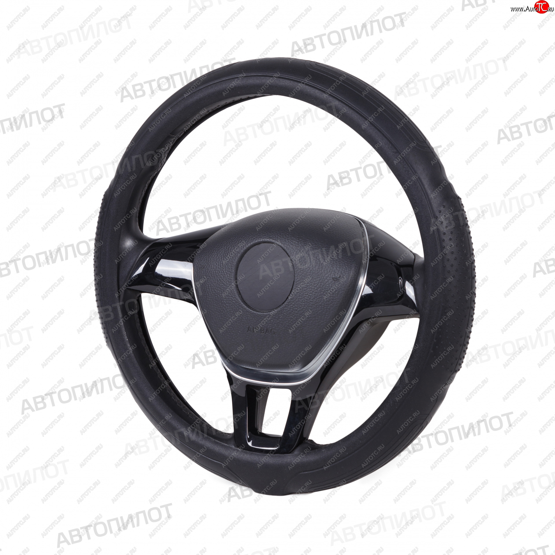 589 р. Оплетка руля (силикон, 35-40 см) Автопилот FL002 Mazda MPV LW дорестайлинг (1999-2002) (черный)  с доставкой в г. Чебоксары