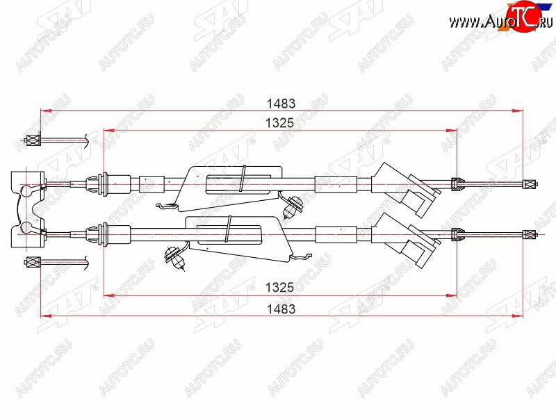 1 599 р. Трос ручного тормоза SAT Ford Focus 1 универсал дорестайлинг (1998-2002)  с доставкой в г. Чебоксары