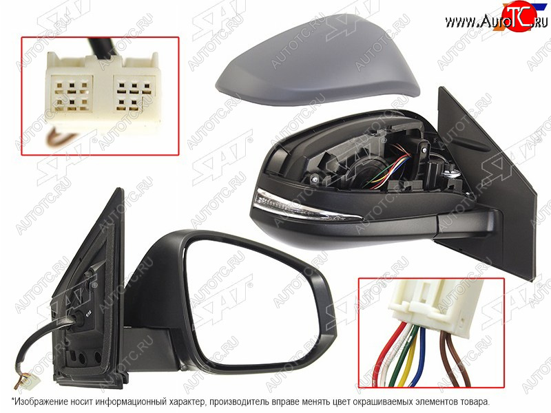 5 649 р. Зеркало Toyota RAV4 (XA40) 12-19 (Справа Обогрев Регулировка Повторитель поворота 7 контактов) SAT ST-16-0014  с доставкой в г. Чебоксары