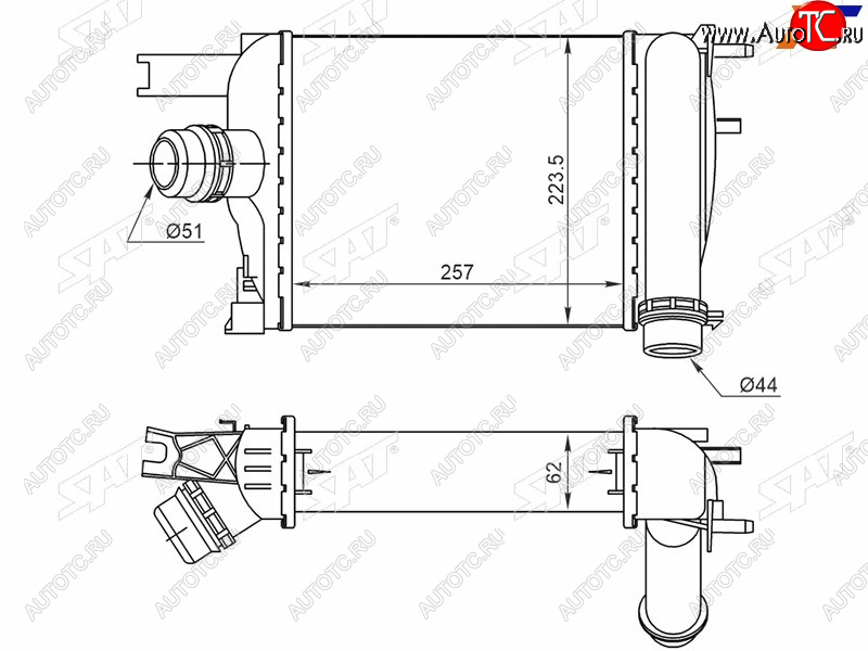 6 199 р. Интеркулер RENAULT DUSTER 1,5DARKANA 1,3 19- SAT ST-211-0015  с доставкой в г. Чебоксары