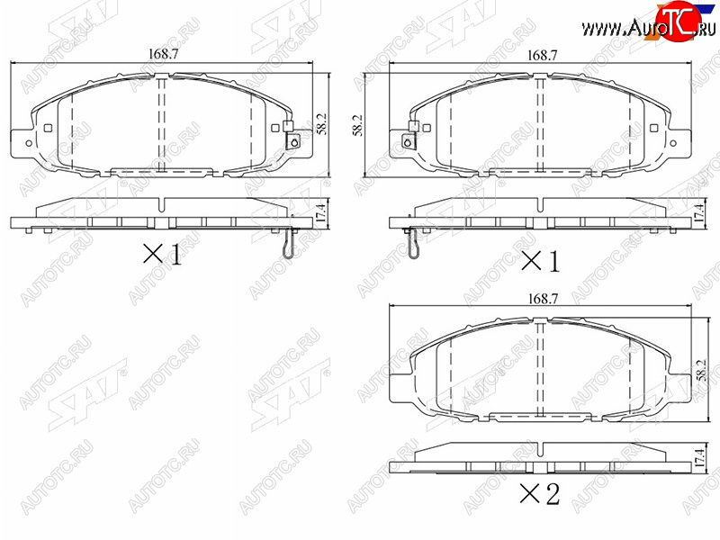 1 169 р. Колодки тормозные передние FL-FR SAT Isuzu Elf (NPR75) NMR рестайлинг (2014-2023)  с доставкой в г. Чебоксары