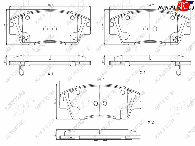 1 189 р. Колодки тормозные FR SAT  Hyundai Tucson NX4 (2020-2022)  с доставкой в г. Чебоксары