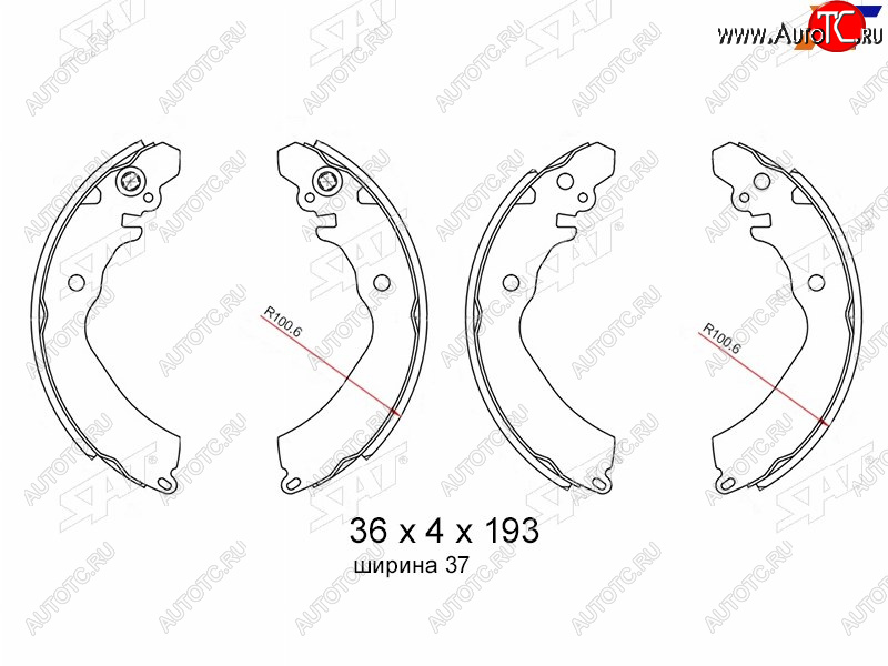 1 039 р. Колодки тормозные барабанные задние RH-LH SAT Mitsubishi Lancer 8 дорестайлинг седан (1995-1997)  с доставкой в г. Чебоксары