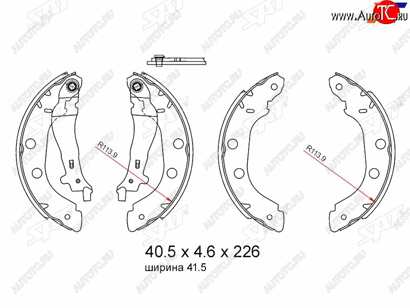 1 539 р. Колодки тормозные барабанные задние RH-LH SAT Renault Kangoo KW0 дорестайлинг (2008-2013)  с доставкой в г. Чебоксары