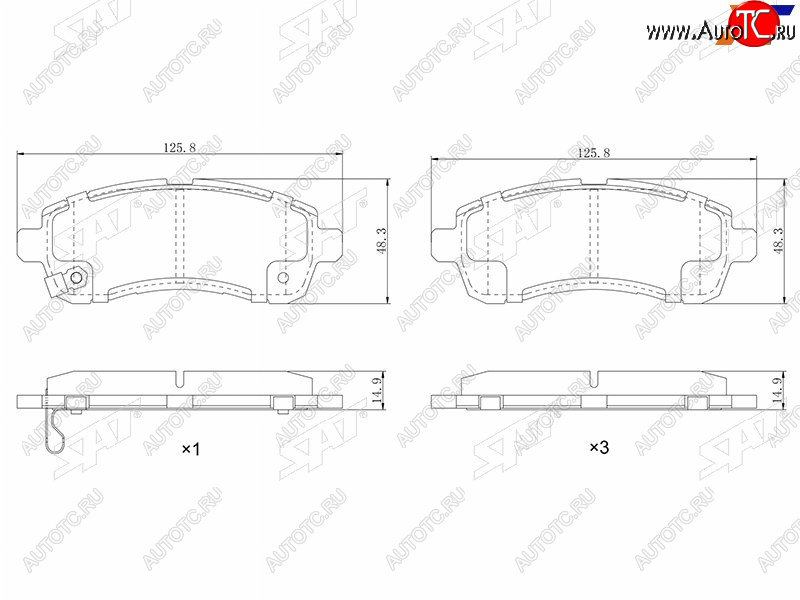 859 р. Колодки тормозные перед FL-FR SAT Mazda Demio 3 DE дорестайлинг (2007-2011)  с доставкой в г. Чебоксары