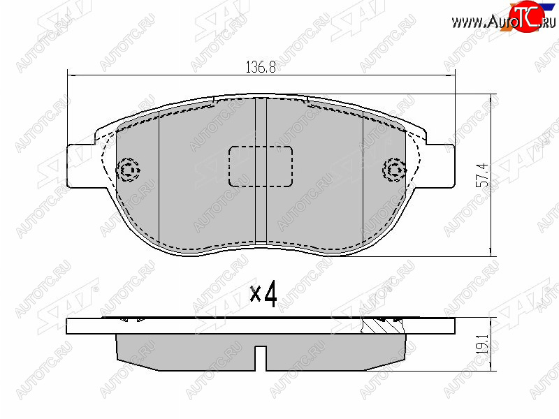1 079 р. Колодки тормозные передние FL-FR SAT CITROEN Berlingo M59 рестайлинг (2002-2012)  с доставкой в г. Чебоксары