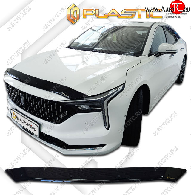 1 999 р. Дефлектор капота CA-Plastic FAW Bestune B70 лифтбэк (2020-2025) (classic черный, без надписи)  с доставкой в г. Чебоксары