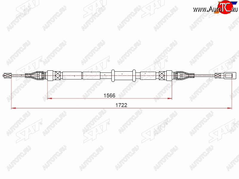 669 р. Трос ручного тормоза SAT Audi 80 B4 седан (1992-1996)  с доставкой в г. Чебоксары