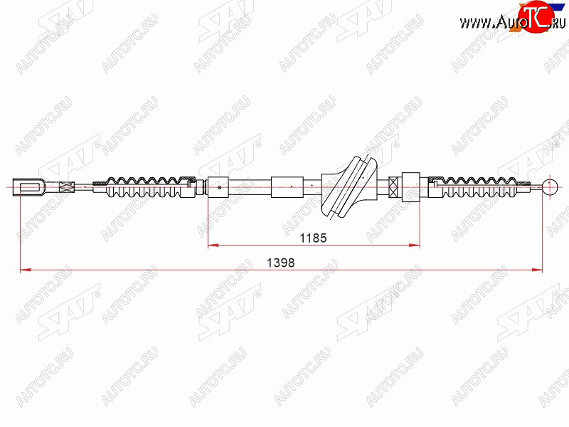 589 р. Трос ручного тормоза LH SAT Audi 80 B4 седан (1992-1996)  с доставкой в г. Чебоксары
