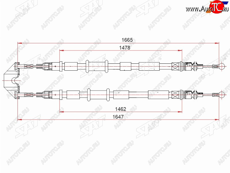 1 399 р. Трос ручного тормоза SAT Opel Astra H универсал (2004-2007)  с доставкой в г. Чебоксары