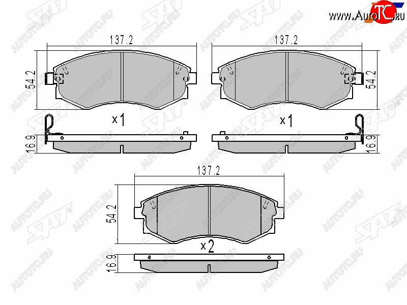 1 099 р. Колодки тормозные передние FR-FL SAT  Hyundai Sonata EF дорестайлинг (1998-2001)  с доставкой в г. Чебоксары