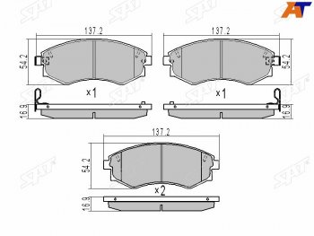 1 099 р. Колодки тормозные передние FR-FL SAT  Hyundai Sonata EF дорестайлинг (1998-2001)  с доставкой в г. Чебоксары. Увеличить фотографию 2