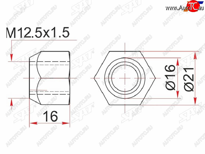 49 р. Гайка колесная открытая конус TOYOTAMAZDAMITSUBISHIKIAHYUNDAIVOLVOGEELY COOLRAY (SX11) 19- SAT ST-90049-11036  с доставкой в г. Чебоксары