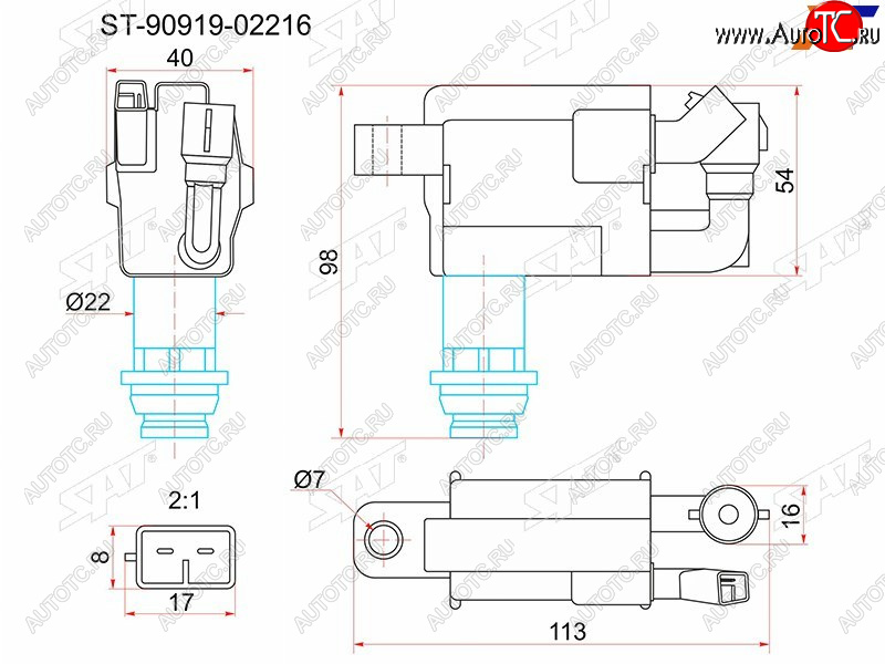 1 399 р. Катушка зажигания TOYOTA 1JZ#2JZGE JZX10# 96-001JZ# JZX11# 00-2JZGE JCE1# 01-1JZGE2JZGE JCG1# 9 SAT ST-90919-02216  с доставкой в г. Чебоксары