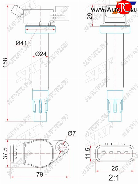 1 389 р. Катушка зажигания TOYOTA KLUGERHIGLANDER MCU2#RX300330350 MCU3# 03- 3MZ-FE SAT ST-90919-02246  с доставкой в г. Чебоксары