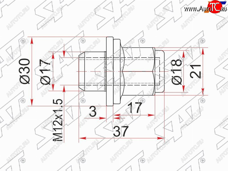 236 р. Гайка колесная хром закрытая HYUNDAIKIALEXUSMITSUBISHITOYOTA SAT ST-90942-01033  с доставкой в г. Чебоксары