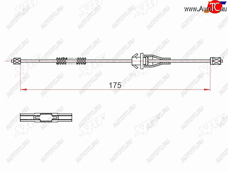 239 р. Трос ручника SAT  Ford Fusion 2  дорестайлинг, седан (2013-2016)  с доставкой в г. Чебоксары