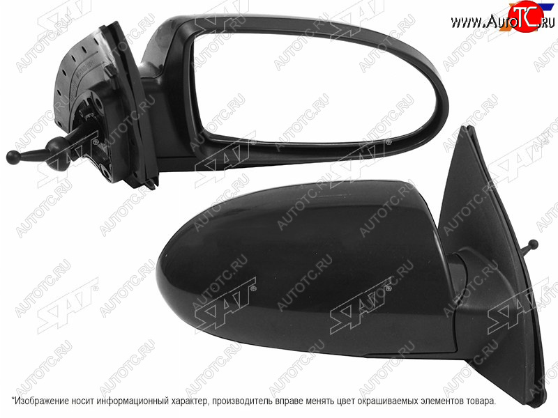2 589 р. Боковое правое зеркало заднего вида (механическое) SAT  Hyundai Accent  3 MC (2005-2011) седан (неокрашенное)  с доставкой в г. Чебоксары
