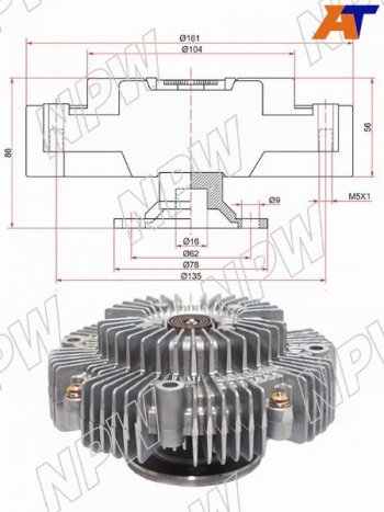 6 999 р. Вискомуфта TOYOTA HILUX 15- 2TR NPW T-163F  с доставкой в г. Чебоксары. Увеличить фотографию 2