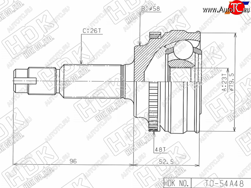 6 199 р. Шрус наружный TOYOTA COROLLARUNXOPARAV4 CA2#SV50ALLIONWISH 4WD 1ZZ 4WD1AZ-FSE3ZZ(euro) 00-05 HDK TO-54A48  с доставкой в г. Чебоксары