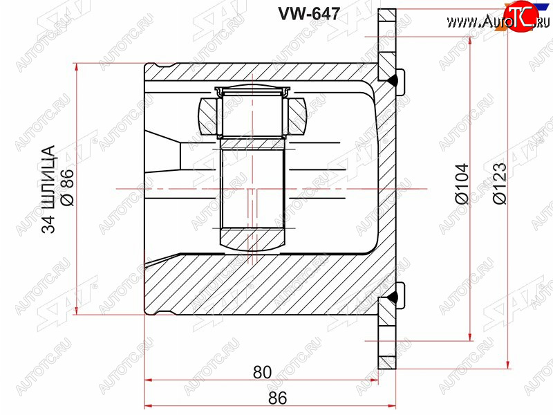 3 099 р. Шрус внутренний AUDI Q5 08-A4 07-A5S5 07- SAT VW-647  с доставкой в г. Чебоксары