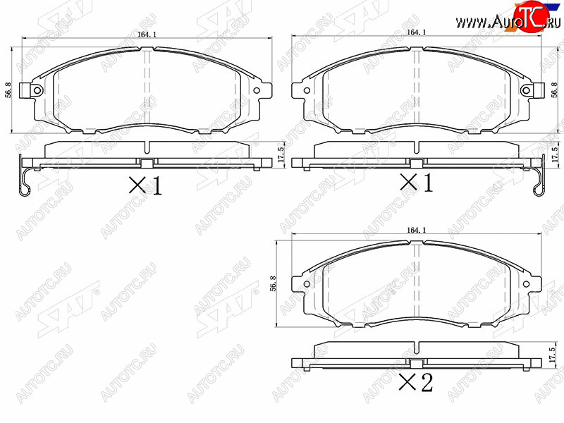1 129 р. Колодки тормозные перед FR-FL SAT Nissan Navara 3 D23 дорестайлинг (2017-2025)  с доставкой в г. Чебоксары