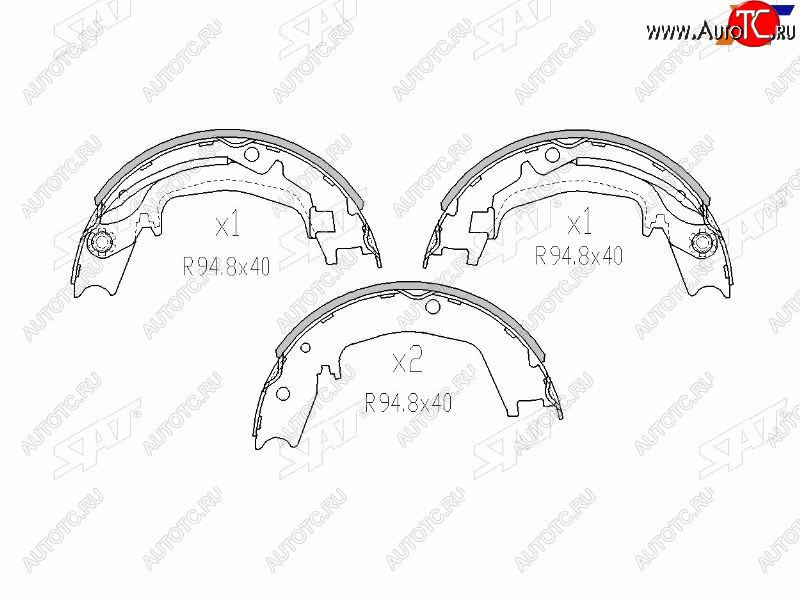 1 599 р. Колодки барабанные задние RH-LH SAT Hyundai Sonata EF рестайлинг ТагАЗ (2001-2013)  с доставкой в г. Чебоксары