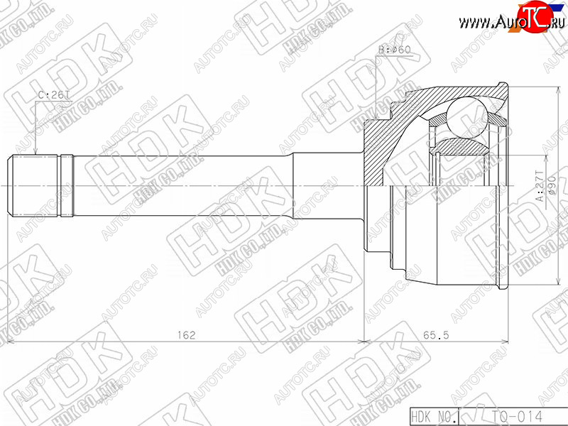 5 999 р. Шрус наружный TOYOTA 4RUNNERHILUXSURF #N130REGIUS RCH47DYNA 3RZ235L3Y3VZ1KZ 87-02 4WD HDK TO-014  с доставкой в г. Чебоксары
