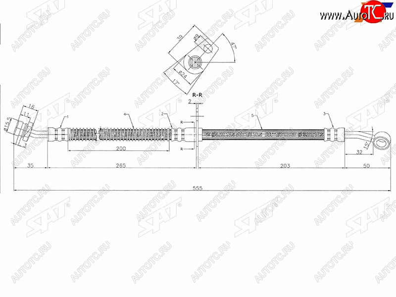1 099 р. Шланг тормозной передний LH SAT KIA Rio 2 JB дорестайлинг, хэтчбэк 5 дв. (2005-2009)  с доставкой в г. Чебоксары