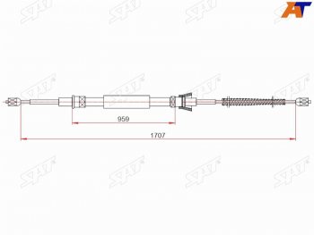 Трос ручного тормоза RH-LH SAT Skoda Rapid NH3 дорестайлинг лифтбэк (2012-2017) (барабанные тормоза)