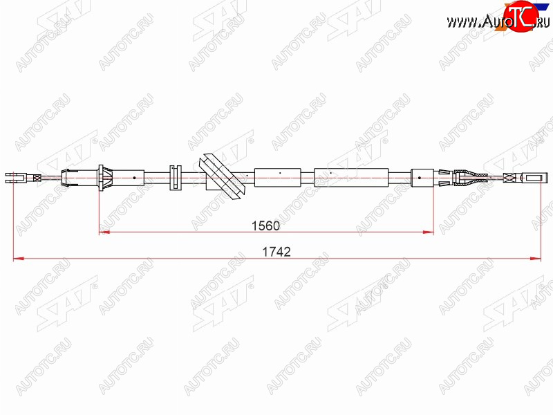 1 099 р. Трос ручного тормоза LH SAT Mercedes-Benz E-Class W211 дорестайлинг седан (2002-2006)  с доставкой в г. Чебоксары
